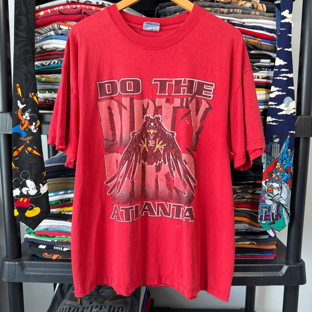 90s Red Atlanta Falcons Dirty Birds Graphic T-Shirt XL Heavy Thrashing